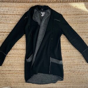 HARD TAIL FOREVER Women’s Size XS Slouchy Oversized Open Front Cardigan in Black